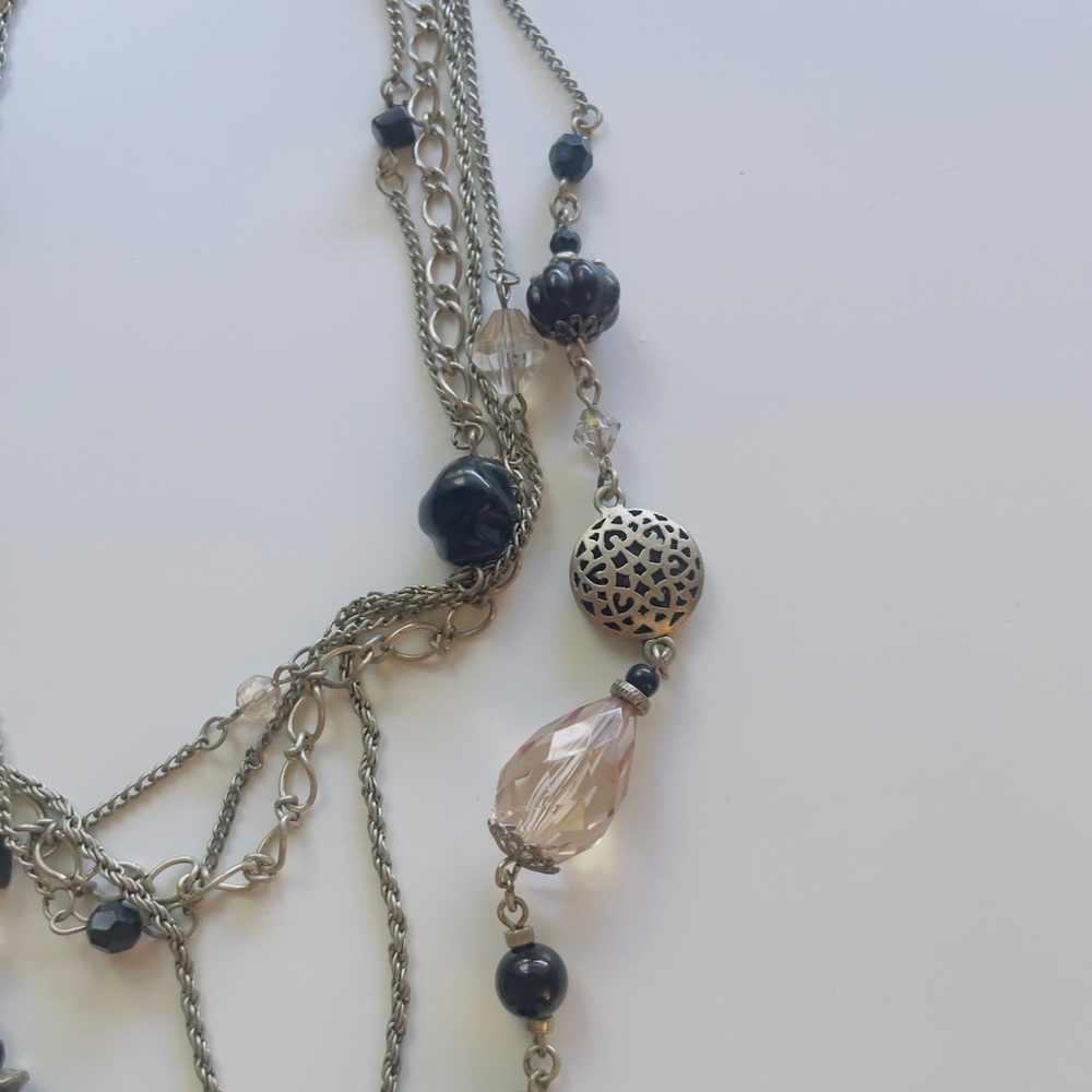 Express Silver And Black Multi-Layer Necklace - image 4